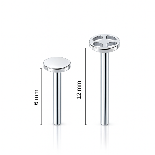 Rectangle 6mm CZ Threadless Titanium Flat Back Earring (2 labrets included)