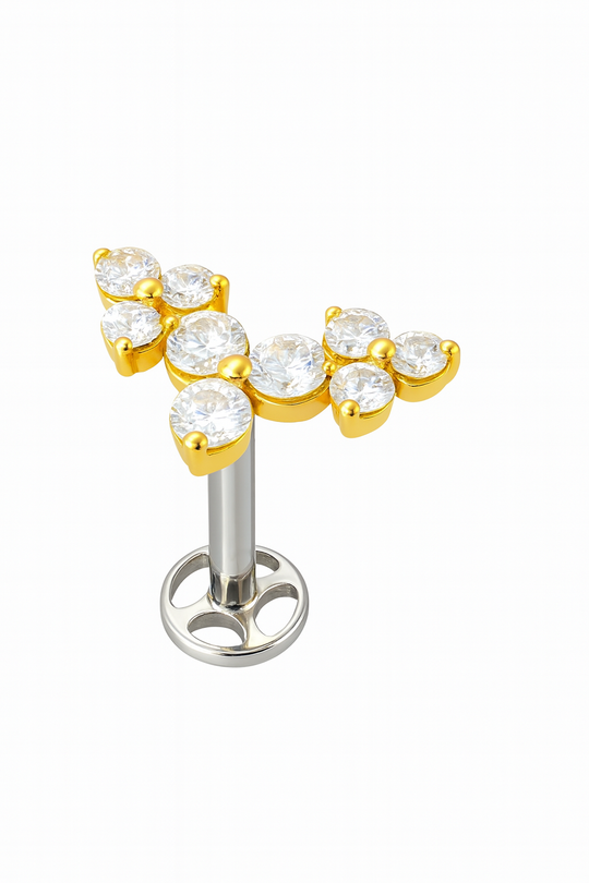 The CZ Gemmed Cluster Flowers. Implant-grade Titanium.HydroBreathe™
