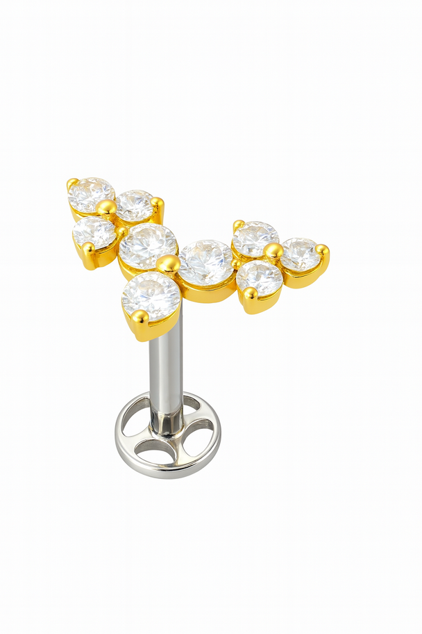 The CZ Gemmed Cluster Flowers. Implant-grade Titanium.HydroBreathe™