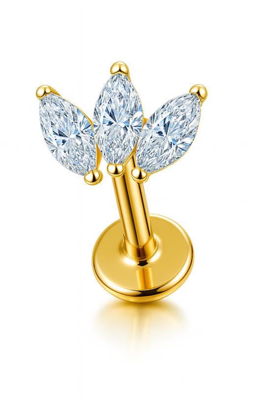 Lotus Titanium f136 with 14k gold plated. Implant-grade HydroBreath™ Labret